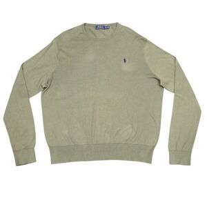 Polo Ralph Lauren Sweater Men's 2XL Green Cotton‎ Silk Cashmere Blend Crew Neck